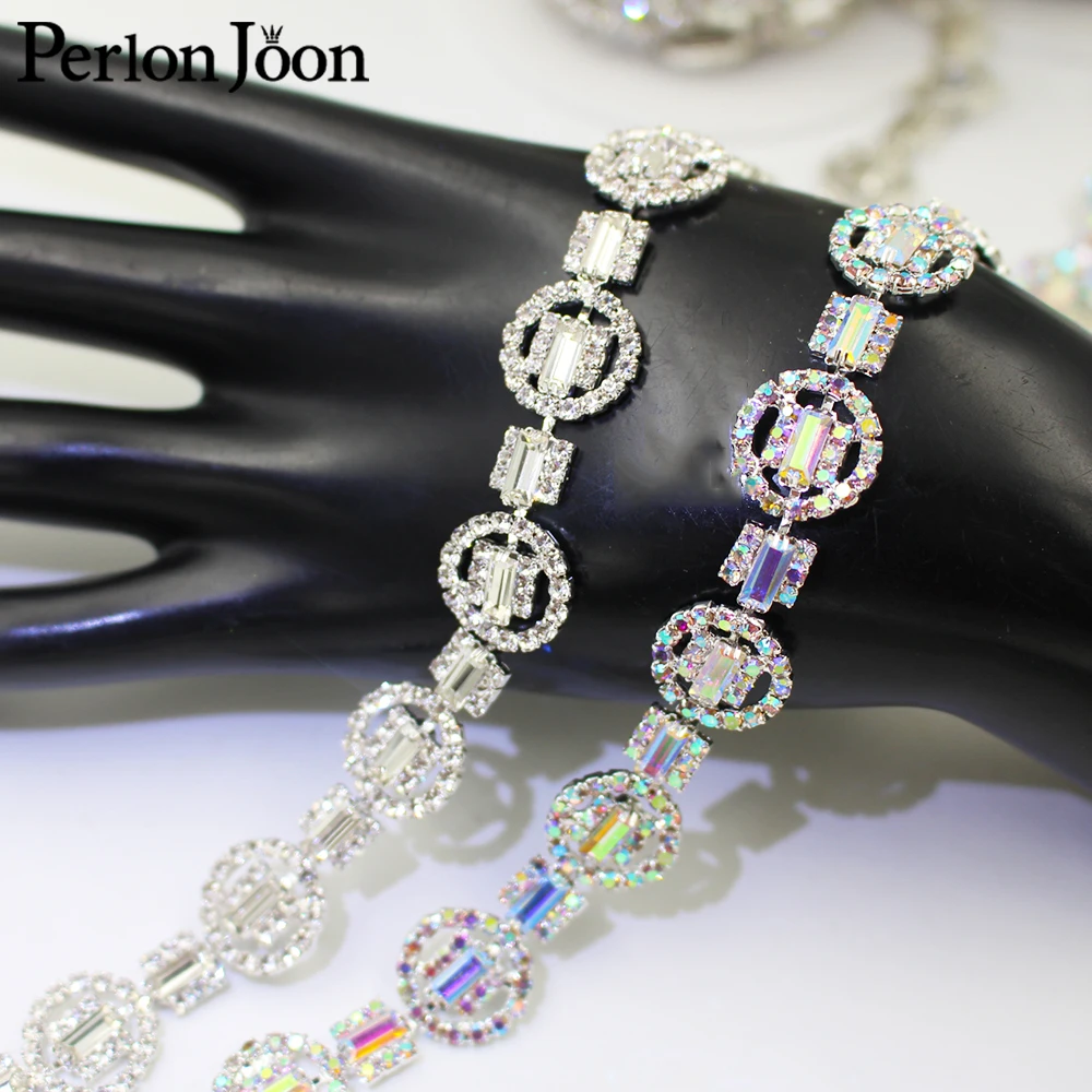 Classic small round AB color silver glass crystal chain rhinestone sewn in wedding headdress decorative accessories ML169