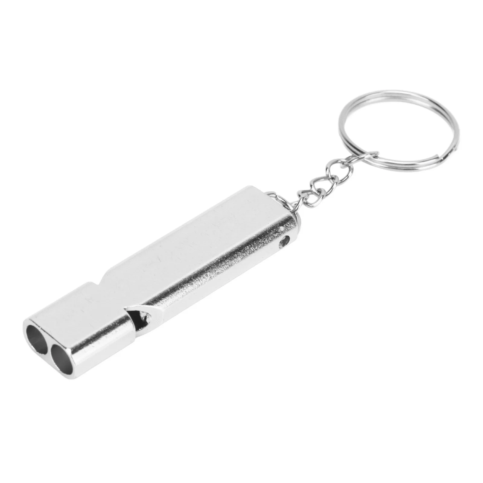 10Pcs Aluminum Alloy Emergency Survival Whistle Double Tube High Frequency Survival Whistle with Keychain 5