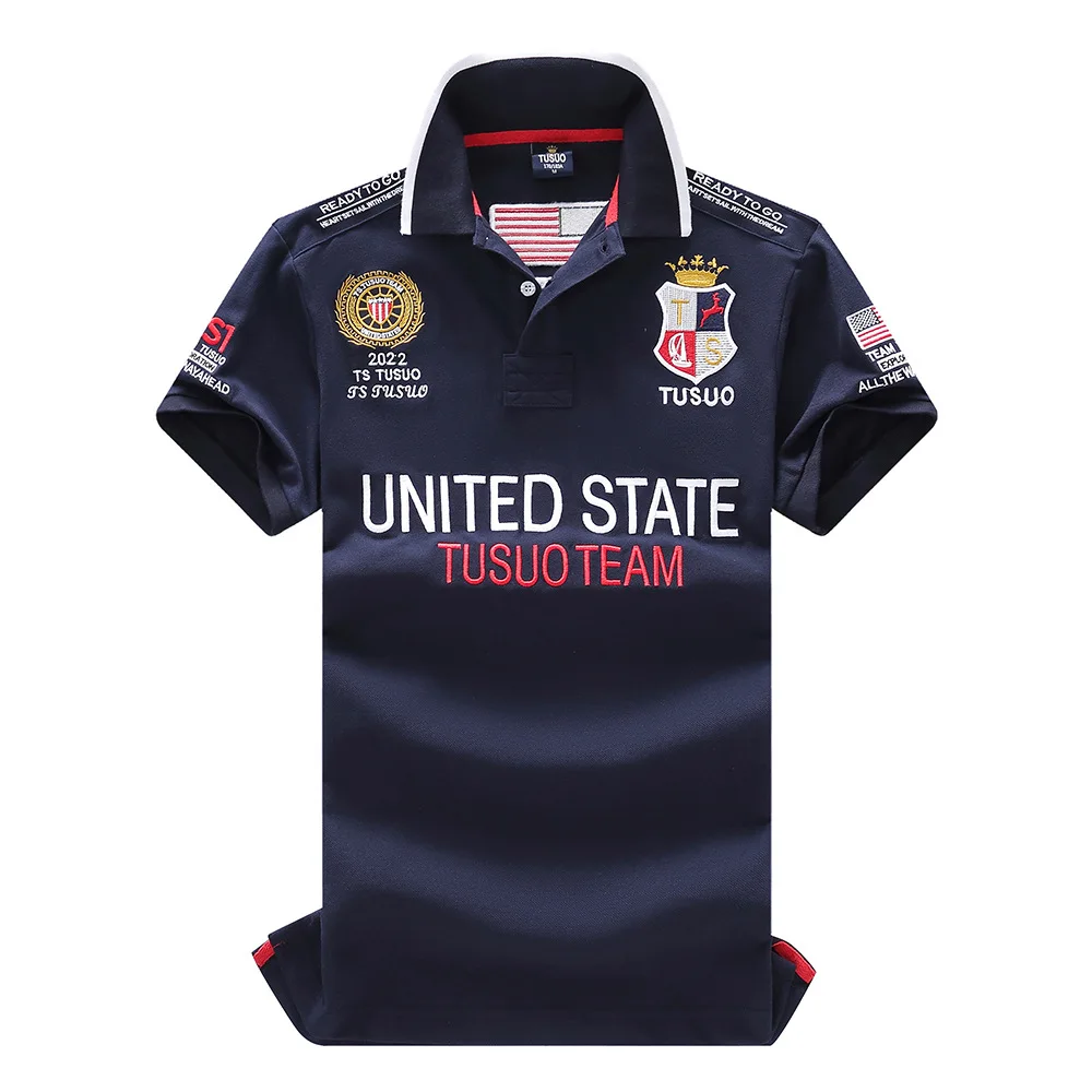 US Polo Shirts Men Embroidered Polos Summer Cotton Breathable Short
