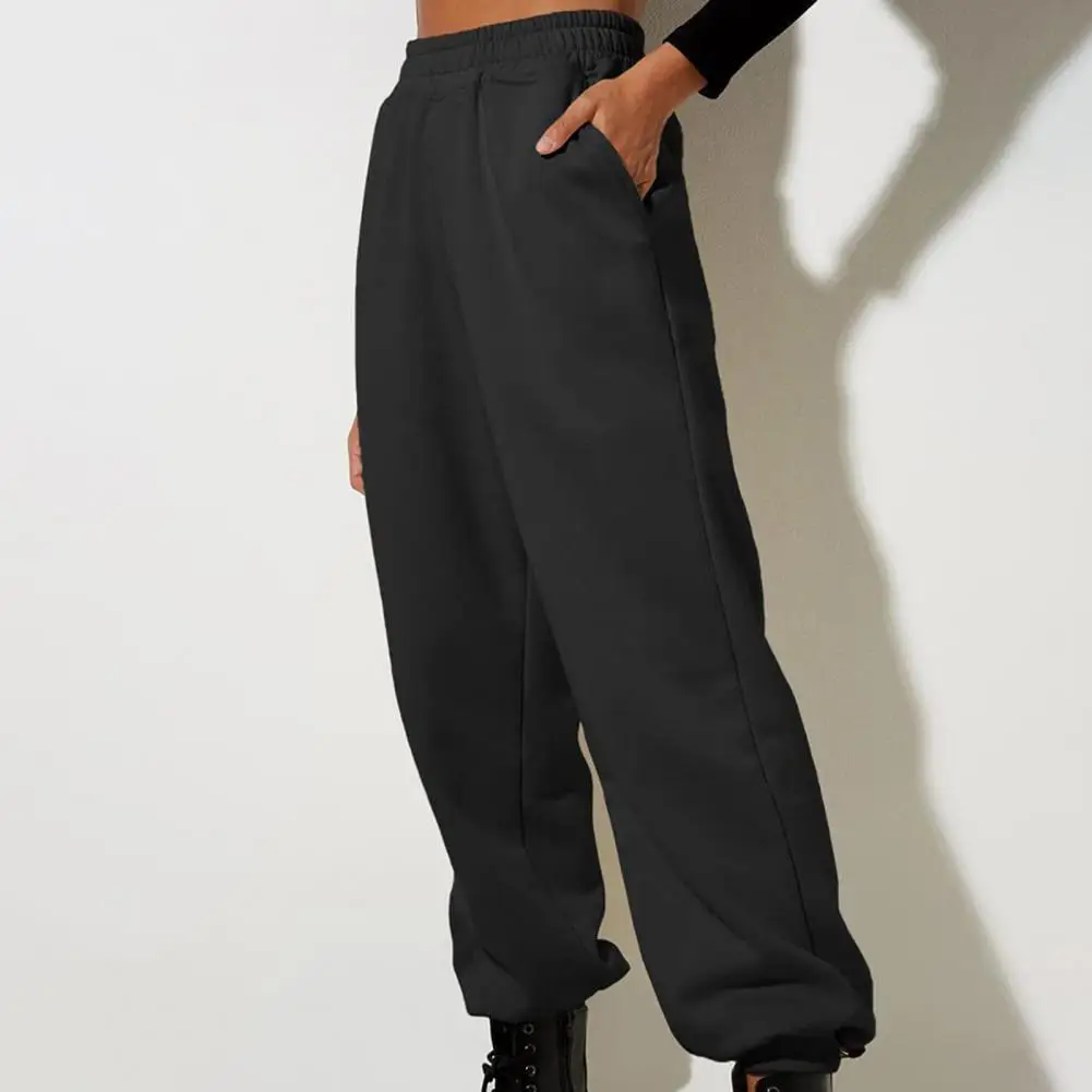 Flattering Leg Shape Pants Comfortable High Waist Women's Sweatpants with Pockets for Spring Fall Jogging Women Casual Trousers mens stretch jeans black big side pockets cargo jeans fashion zipper small foot denim pants elastic jogging trousers streetwear