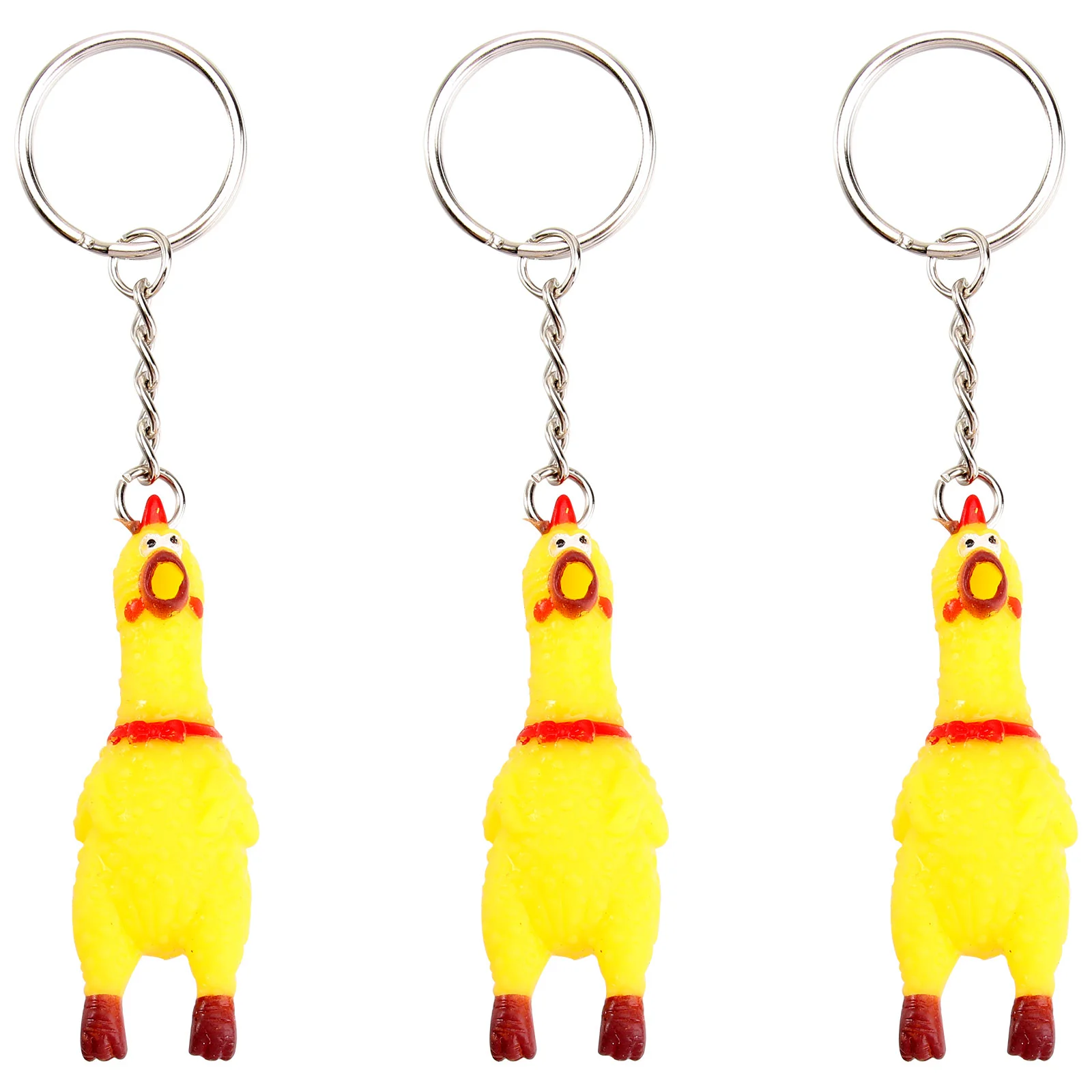 

3/5 Pack Squeeze Screaming Chicken Keychain Funny Yellow Squeaking Chicken Pendant for Keys Bags Phones
