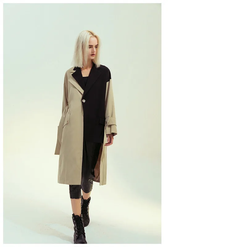 2024 Vorfrühling Britischer Retro-Stil Patchwork-Farbe Asymmetrische personalisierte Trenchcoat-Anzugjacke_voghion.com