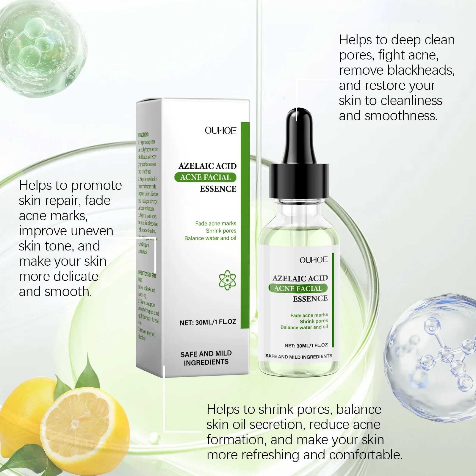 Azelaic Acid Facial Serum Acne Remover Pore Shrinking Oil Control