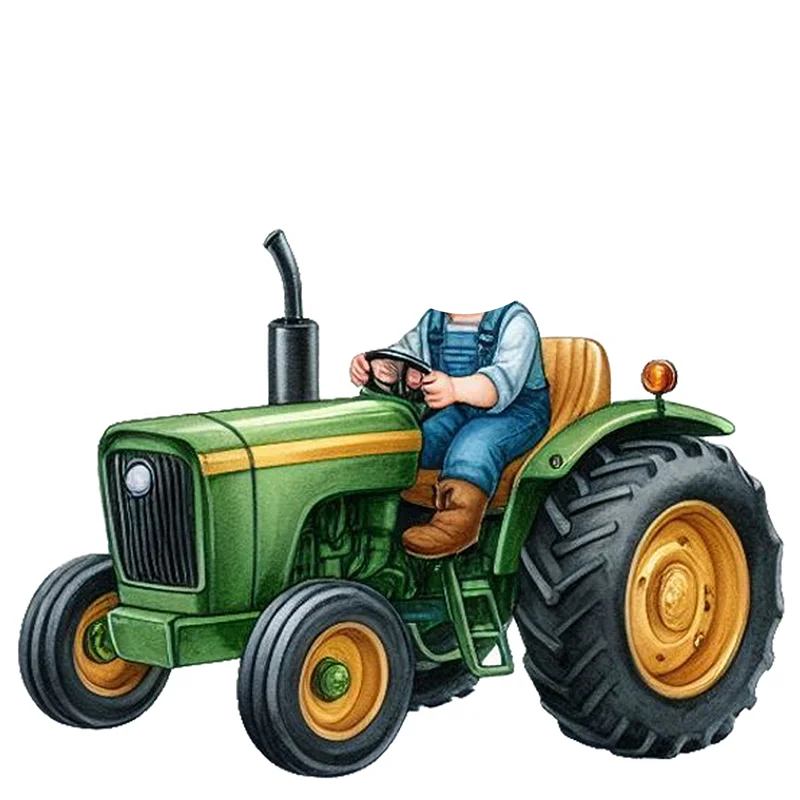Anpassbare Geburtstags-Portrait-Traktor-Aufkleber mit Bauernhoffahrzeug-Muster und Kuchendekoration, Dekoration für Geburtstagsfeiern für Jungen und Mädchen – Detail 16