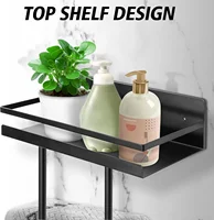 ราวแขวนผ้าเหนือประตู ตะขอแขวนผ้าสําหรับชั้นวางผ้าเช็ดตัวในห้องน้ํา - ติดผนังพร้อมตะขอ 5 อันสําหรับห้องครัวห้องน้ําในห้องนอน 3