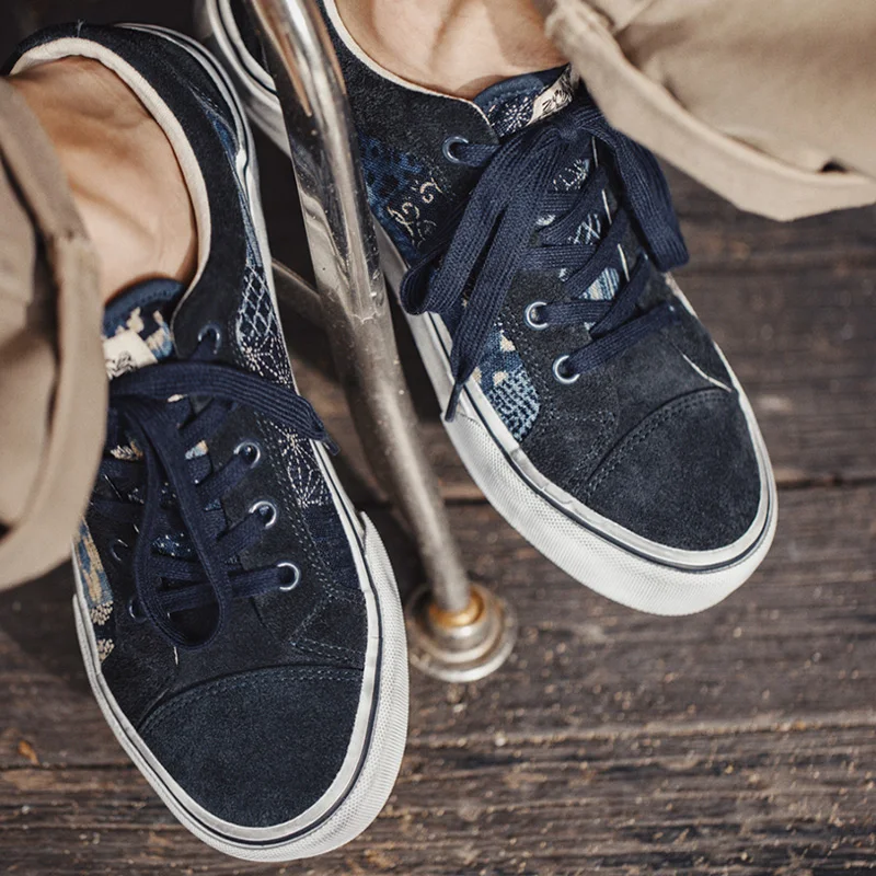 Maden Japanese Retro Printing Canvas Shoes for Men Designer Brand Ancient Cloth Board Shoes Low Top for Lovers Women 2