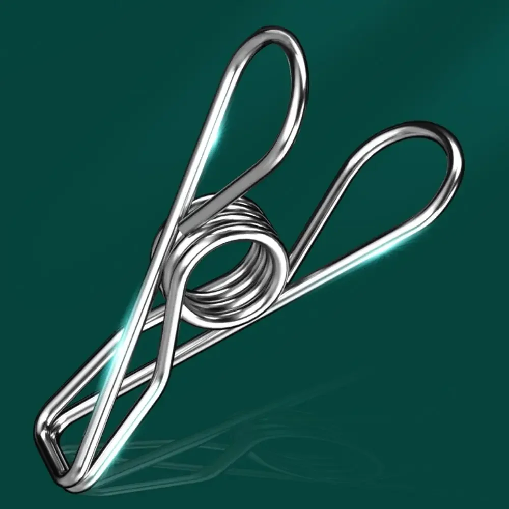 1Pc Stainless Steel Clothes Drying Hanger With 10/16Clips Windproof Clothing Rack Clips Sock Underwear Socks Holder Home Tools 4