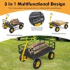 Mesh Steel Garden Cart, 1200LBS Utility Wagon with 4 Removable Sides, 13” Pneumatic Wheels, Adjustable Handle, Bungee Cord, Con 2