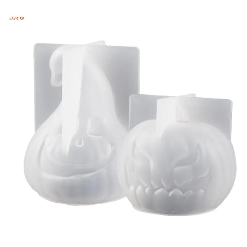 

N1HE 1/2xFunny Pumpkin Candle Molds Halloween Specters Pumpkin Scenteds Candle Mold