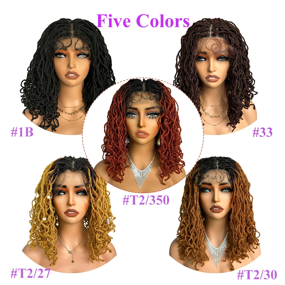 X-TRESS 4x4 Lace Front Twist Dreadlock Braided Wig 14" Curly Faux Locs for Black Women with Baby Hair