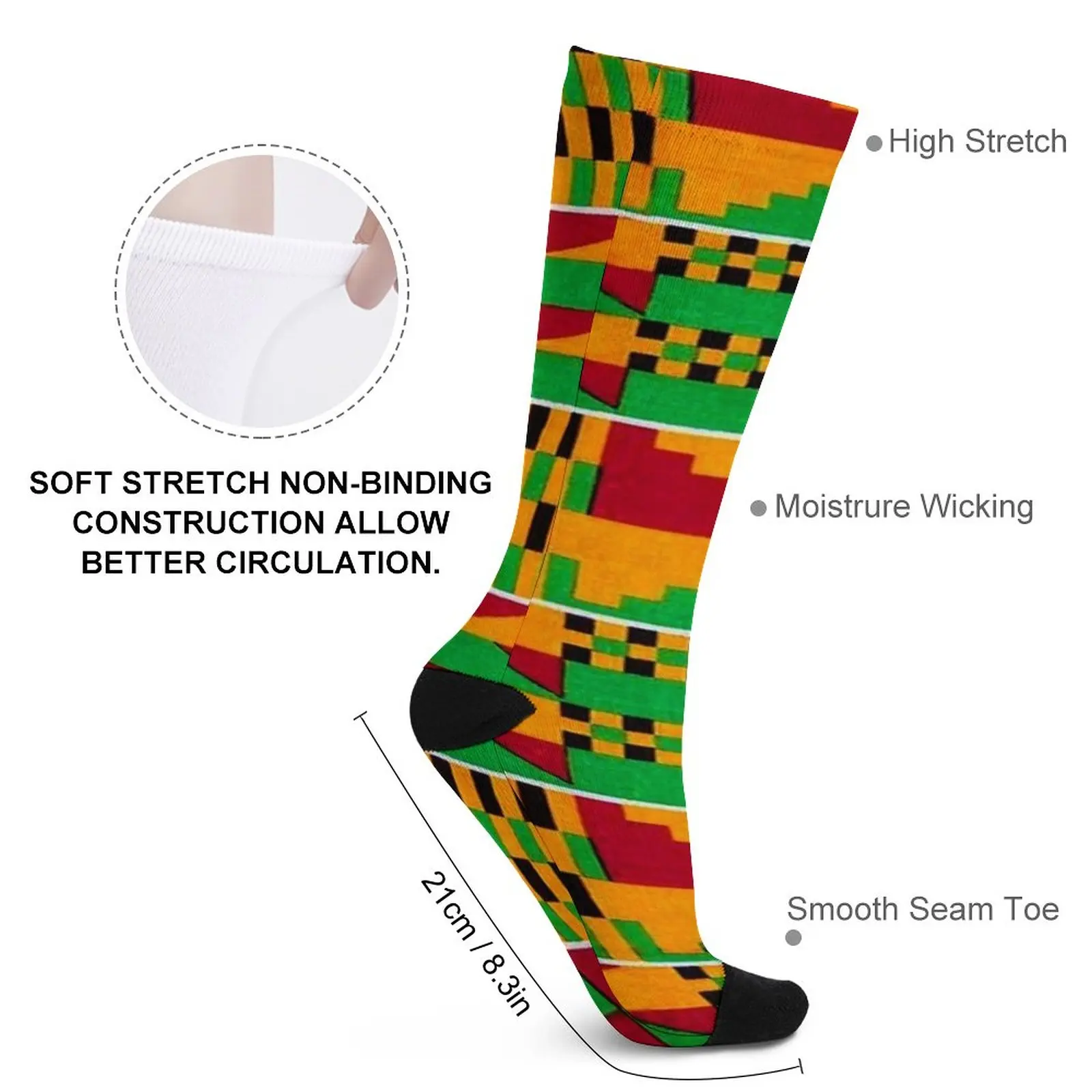 Kente African Print Pattern Socks Funny socks man hip hop Women's socks Men gift