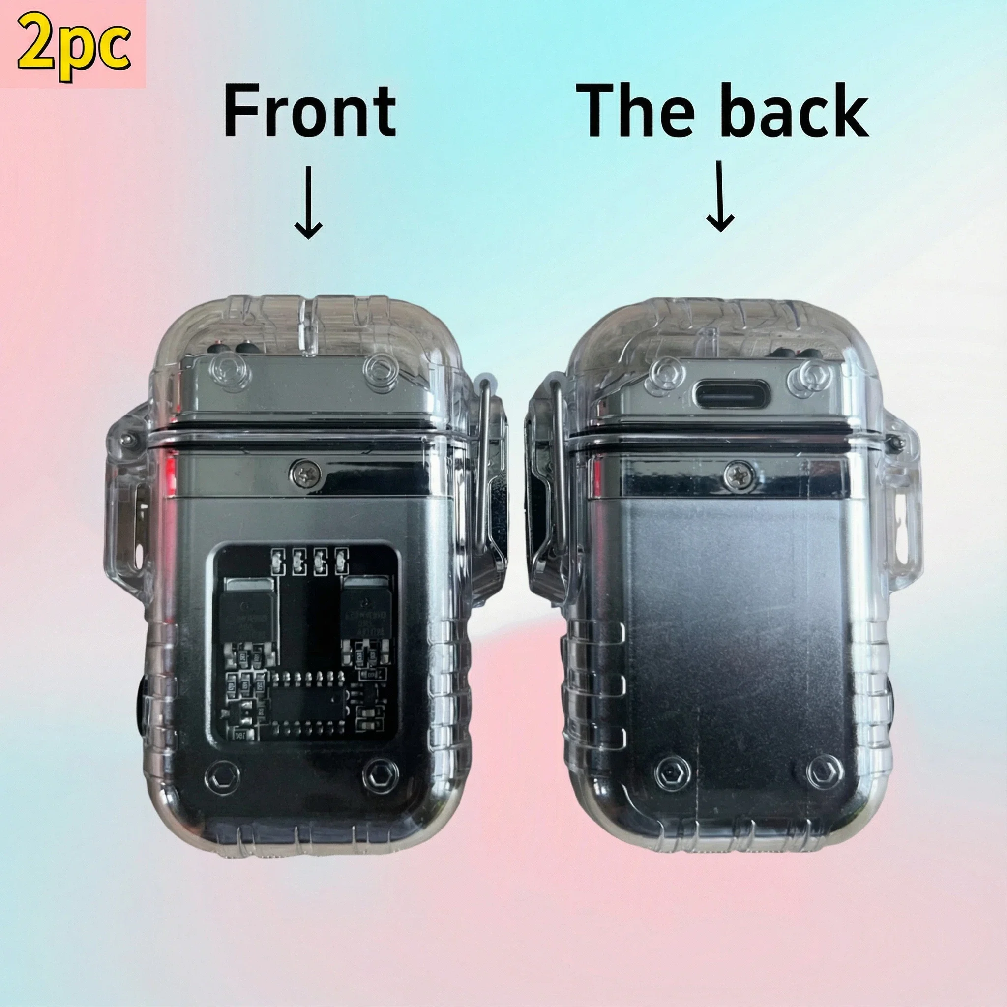 Набір із 2 штук — вітрозахисні акумуляторні дугові запальнички USB із ліхтариком, найкраща пропозиція для кемпінгу, барбекю, використання на кухні та на вулиці