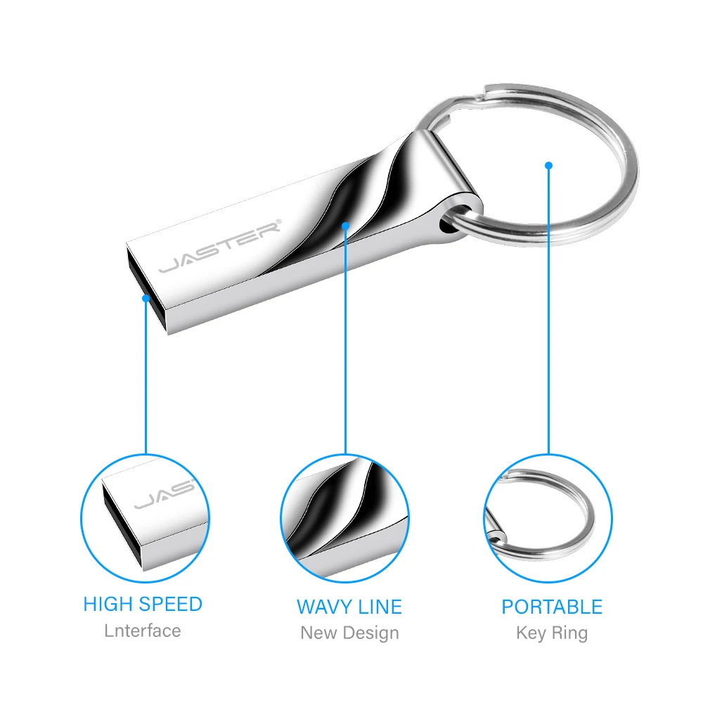 JASTER 골드 방수 USB 플래시 드라이브, 64GB 레이저 조각 펜 드라이브, 32GB, 16GB, 8GB 무료 키 체인, USB 스틱, 4GB 크리에이티브 선물