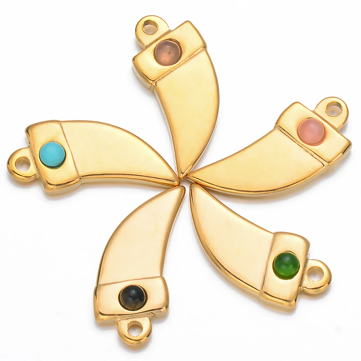 

3Pcs Stainless Steel Natural Stone Dagger Pepper Pendant for Necklace Bracelet Dangle Charms Jewelry DIY Making Supplies