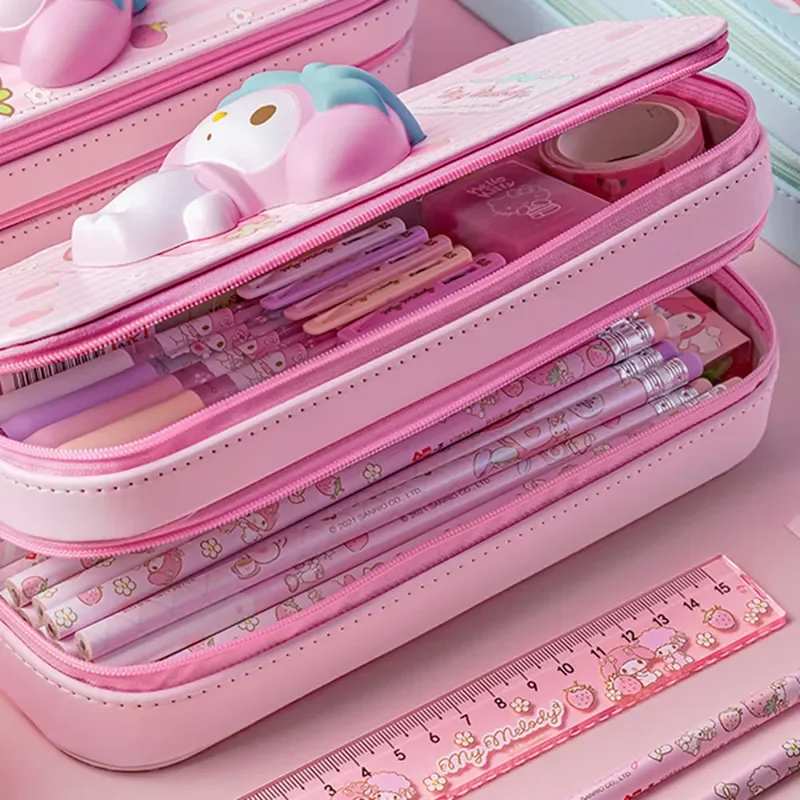 3D Decompression Sanrio Series Pencil Case Cute Large Capacity Storage Double Layer Multifuntion Stress Reliving for Kid Gift pencil cases