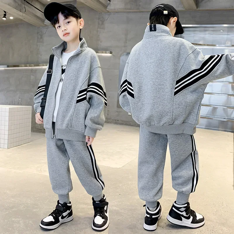 

SOMENIE Fashion Spring Autumn Boys sports Clothes Children Solid Jacket Pants Sets teenage Clothing Kids Tracksuits 2pcs 4-14T