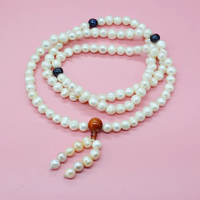 

108PCS 10MM White Natural Baroque Pearl. Tibetan Buddhist beads, men's wish beads. Blessing beads. Bracelet