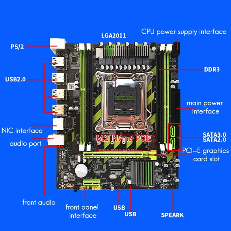 HOT-X79 X79G Motherboard LGA2011 E5 2689 CPU+SATA Cable DDR3 REG ECC Memory M.2 8 USB SATA3.0 for  Xeon E5 Core I7 CPU best pc motherboard for music production