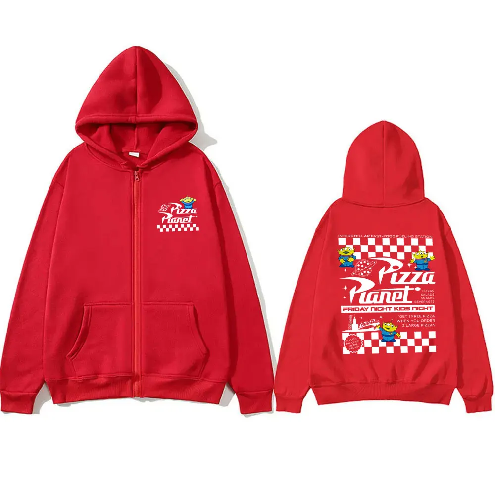 Pizza Planet Graphic Print Zipper Hoodie Men Women Fashion Causal Oversized Zip Up Jacket Unisex Cartoon Funny Zip Up Hoodies