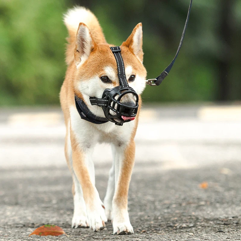 Soft Rubber Dog Mouth Muzzle Reflective Breathable Basket Muzzles Small Medium Large Dogs Pets Training Supplies Accessories