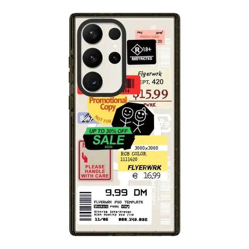 

Shipping Label MagSafe Acrylic Black Border Case for Samsung Galaxy S22 S23 S24 Ultra Protective Shell