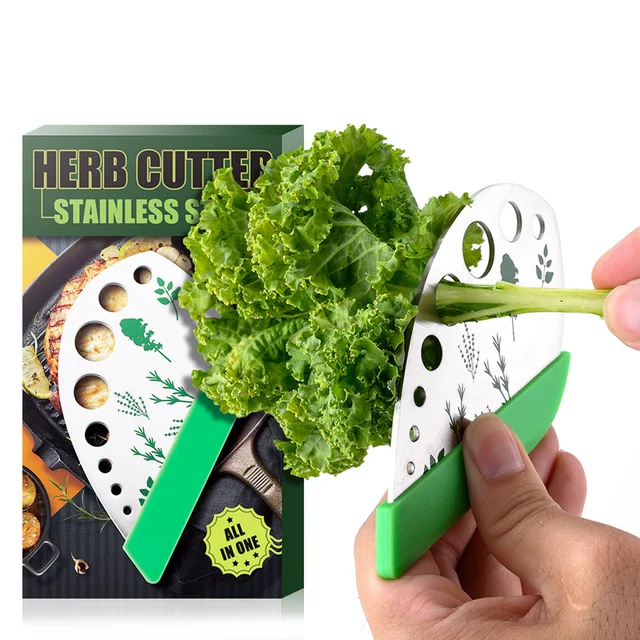 9 holes Stainless Steel Kitchen Herb Leaf Stripping Tool Metal Herb Pealer for Kale Collard Greens Thyme Basil Rosemary Stripper 5