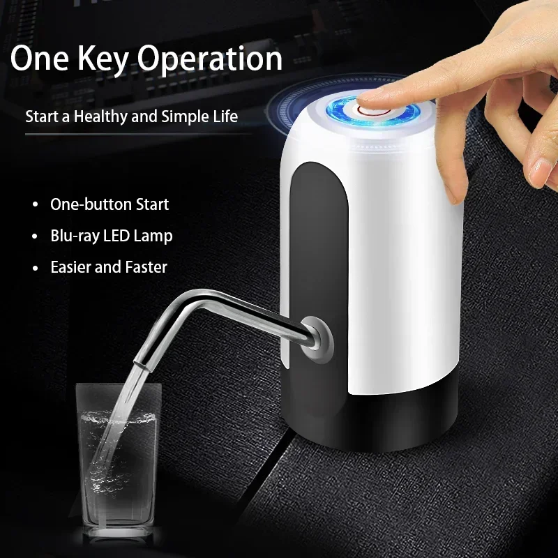 Automatic USB Charge One Click Switch Dispenser Kitchen Water Bottle Pump Universal Electric Cordless Water Pump Dispenser Pump