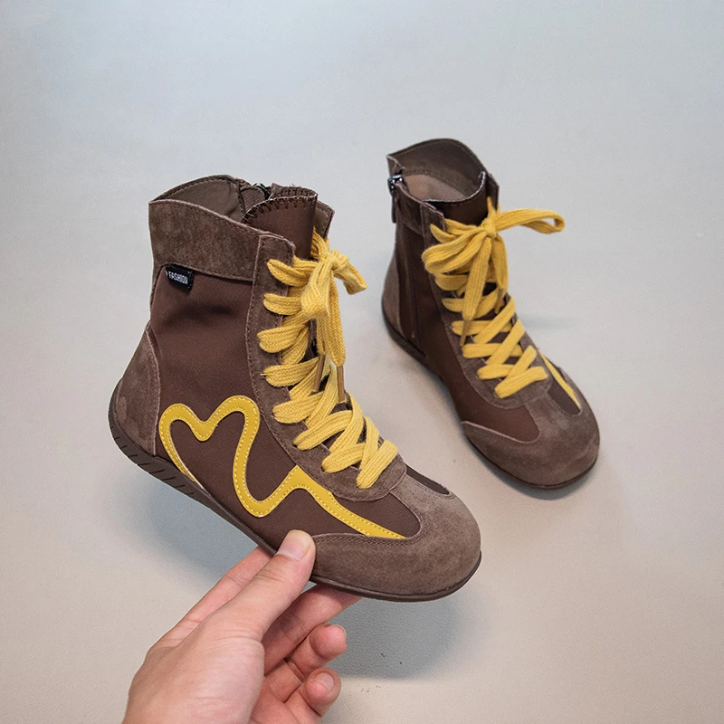 Girls Autumn Ankle Boots Soft Sole Korean Style School Shoes