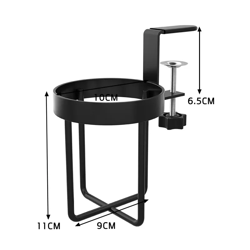 thumbnail image 1 of Home Clip On Table Cup Holder Horizontal Vertical Mount Anti Spill Office Desktop Mug Rack Metal Clamp Water Bottle Storage Tray, 1 of 4