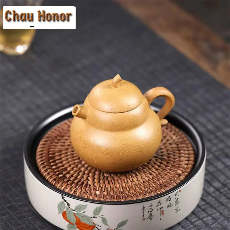 120ml Classic Yixing Raw Ore Sesame Segment Puree Purple Clay Small Teapot Handmade Household Chinese Kung Fu Tea Set Customized
