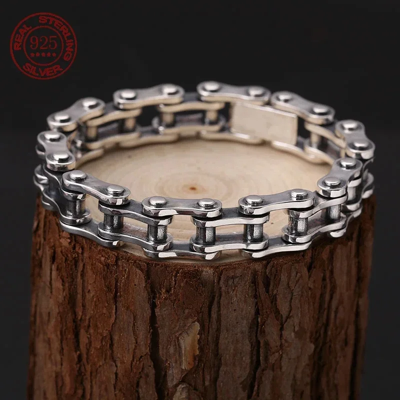 

Factory Price Real Solid S925 Sterling Silver Punk Bracelet Wide 10MM S925 Silver Jewelry Certified Women Men Jewelry Gifts