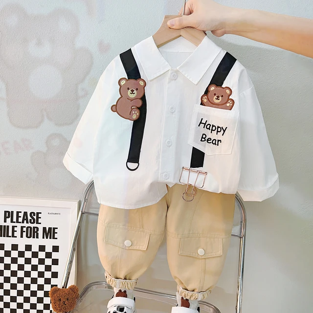 Fall Baby Boy Clothes 1 to 2 Years Handsome Cartoon Letter Sleeveless Vest  + T-shirts + Pants Toddler Outfits Kids Tracksuits - AliExpress