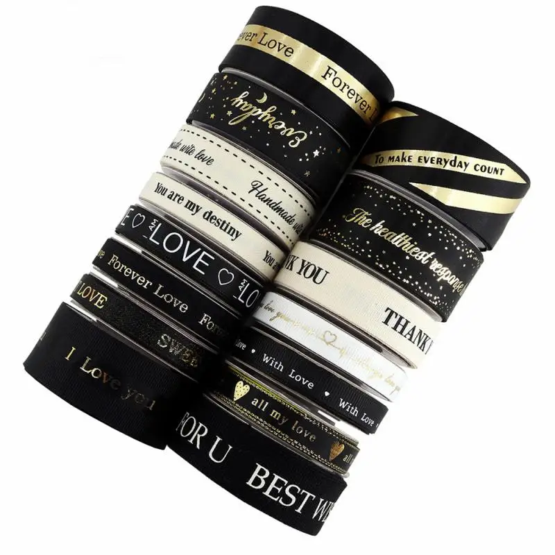10mm-25mm Cotton Ribbon Print Handmade For Home Wedding Christmas Decoration Sewing Fabric 4.5M/Roll