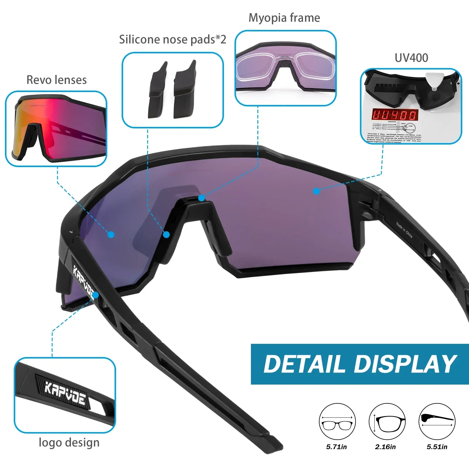 Kapvoe 4LENS Hiking Eyewear Cycling Glasses Bike Sunglasses UV400 Cycling Sunglasses for Man Bicycle Outdoor MTB Goggles