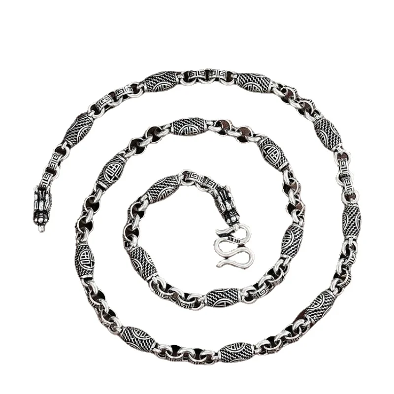 CHUANGCHENG Fashion Retro Personalized New Sweater Chain Men's Necklace Sterling Silver Aggressive Hip Hop Chain