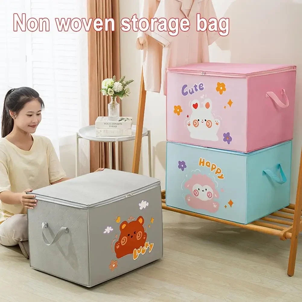 

Large Capacity Clothes Quilt Storage Bag Cute Printed Dust-proof Storage Foldable Wardrobe Box Organizer Clothes Pattern