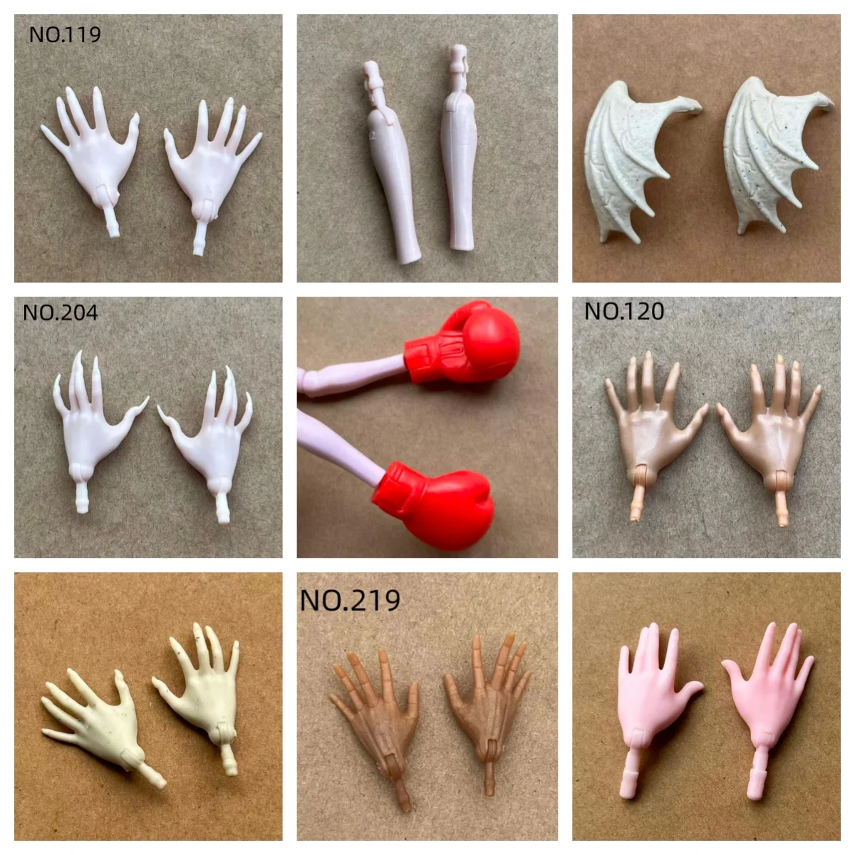 1/6 Maßstab Puppenteile-Set - Ersatzarme, Hände und Beine, Ellbogen für Monsterpuppen in verschiedenen Farben (Grau, Schwarz, Grün, Blau)