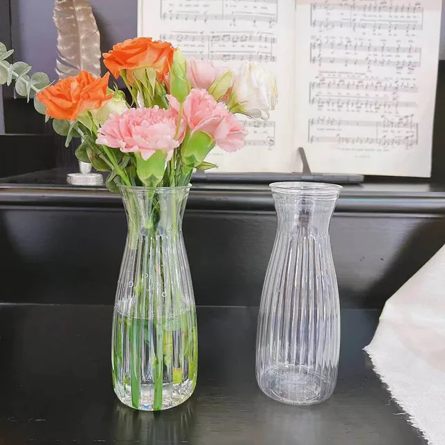 1pc Transparent Plastic Vase Flower Arrangement Container Plastic Hydroponic Plant Flower Vase Home Living Room Desktop Decor