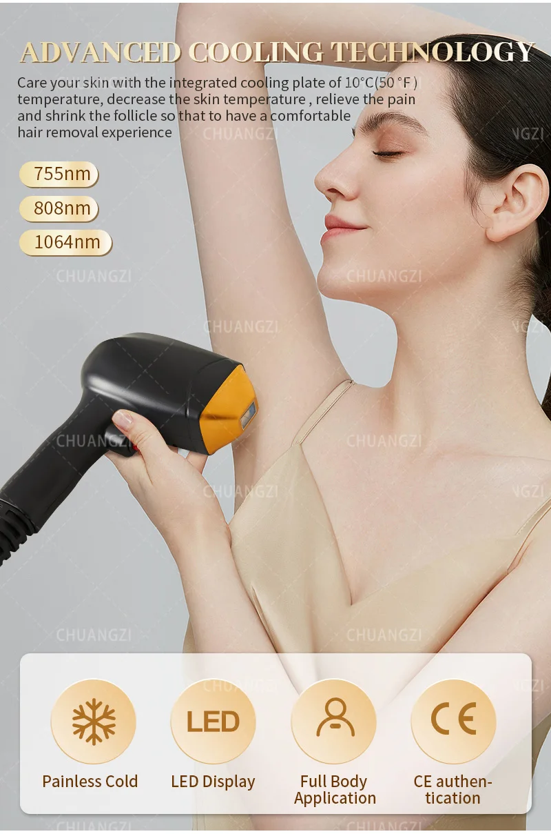 2024 The latest diode laser professional hair remover three-wavelength 755 808 1064NM ice titanium painless permanent