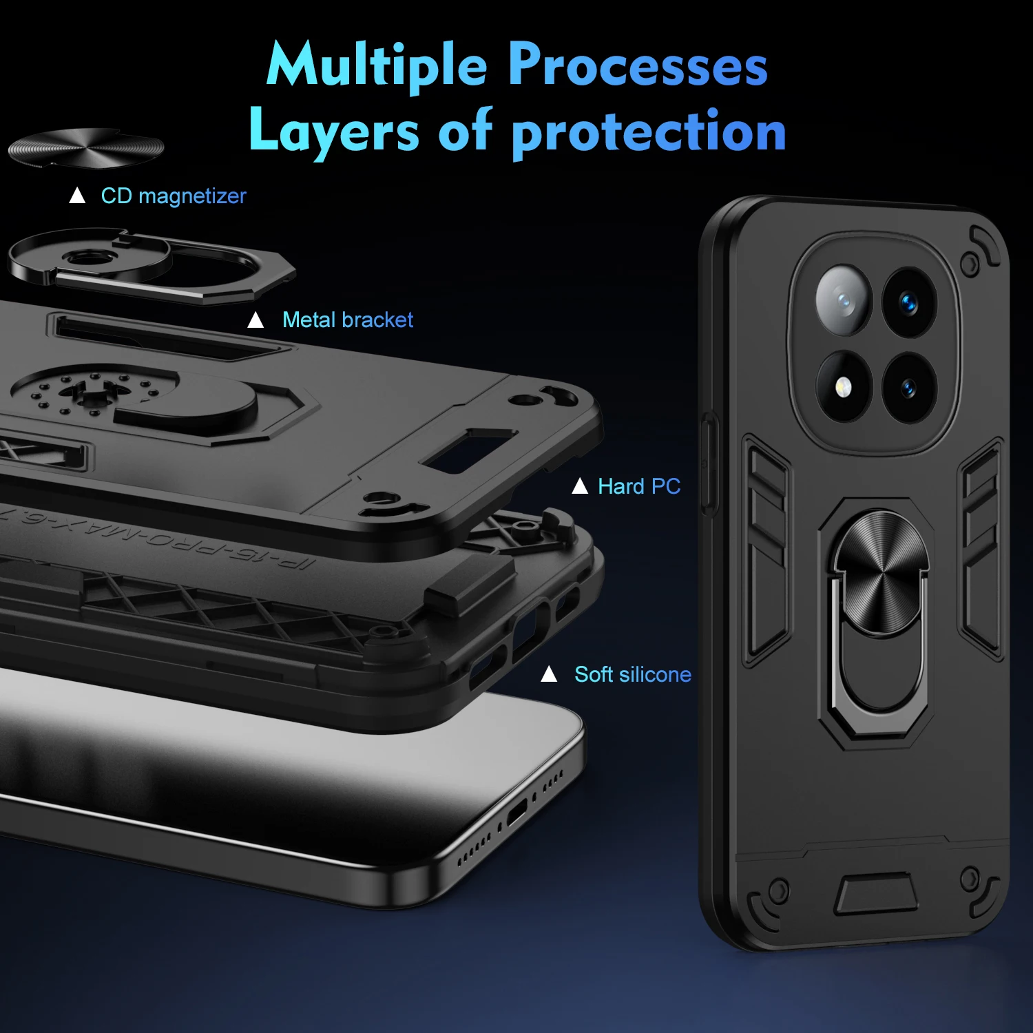 Military Grade Shockproof Protective Case with Ring Stand Holder