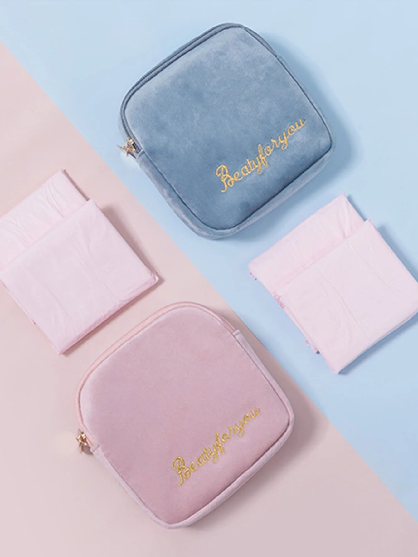 1PC-Multifunctional Pattern Sanitary Pad Bags Reusable Napkin Storage Organizer Women Pad Pouch Bags Portable Makeup Bags Coin P