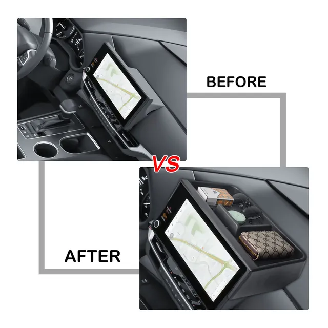 CDEFG Upgraded For 2025 Toyota Sienna Dashboard Storage Box Behind Screen Organizer Compatible With Toyota Sienna 2025 Accessories For 12 3 Inch Touchscreen Dash Tray Not For Le Trim 8 Inch
