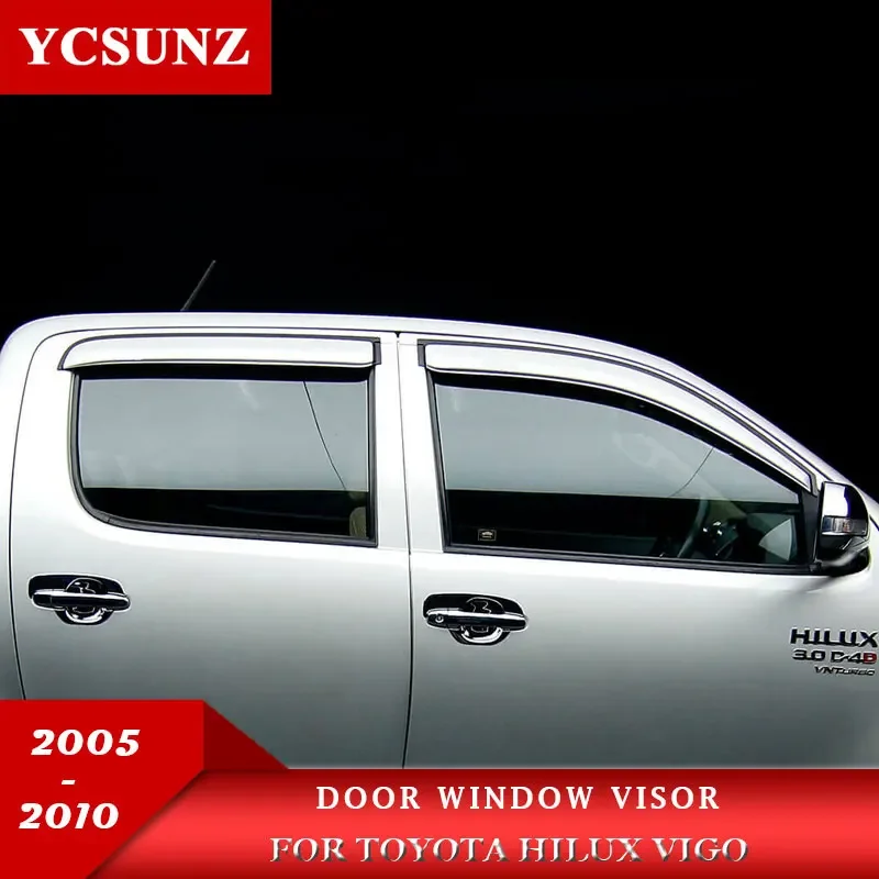 Side Window Deflectors For Toyota Hilux Vigo 2005 2006 2007 2008 2009 2010 2011 2012 2013 2014 Door Wind Guards Rain Visor