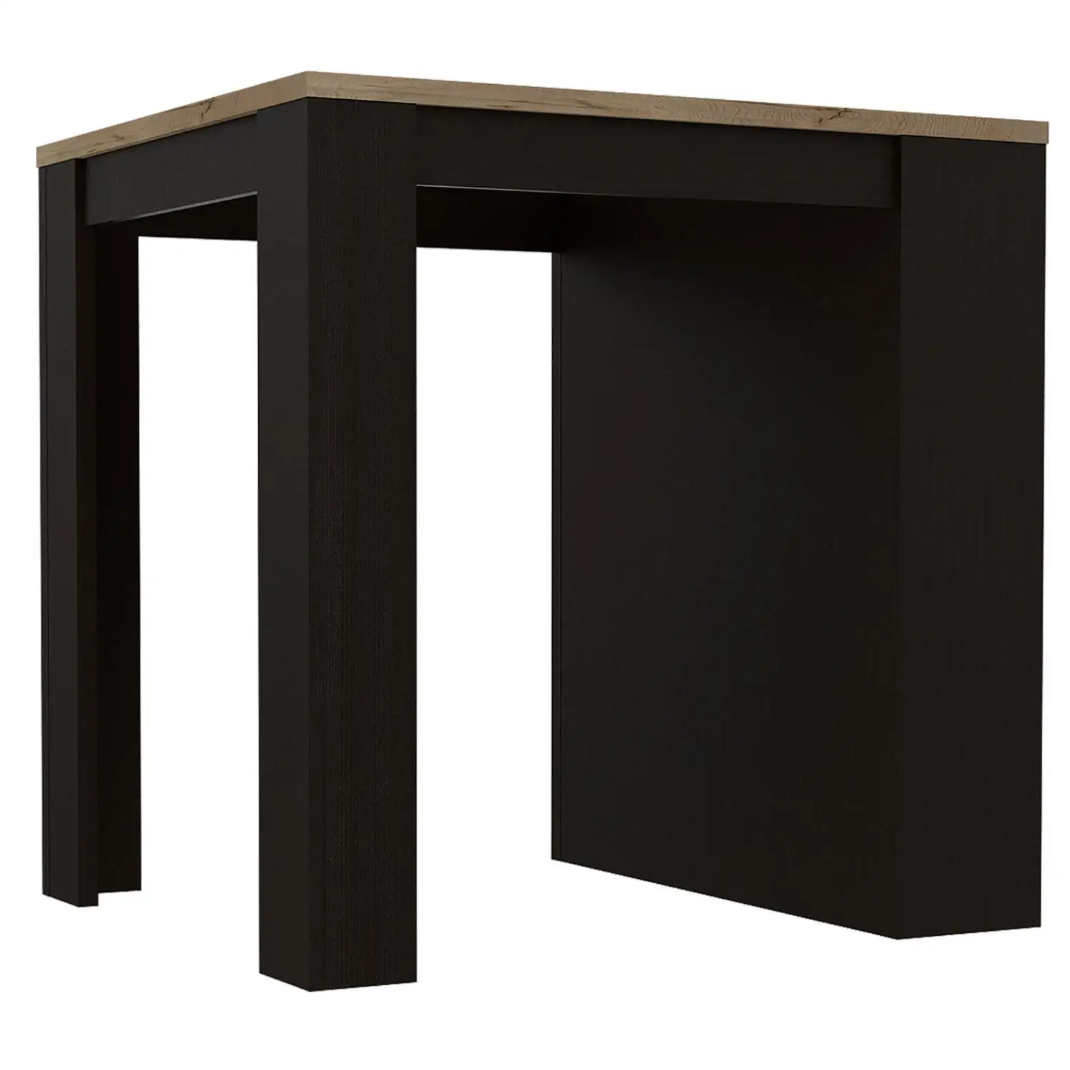 Tanna Kitchen Counter Dining Table ,Two Legs, Three Side Shelves Black / Pine 3