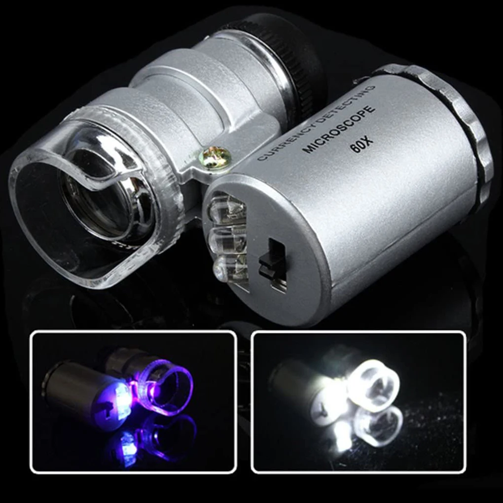 

60X Illuminated Microscope Portable Handheld Jeweler Magnifier With LED Light Mini Pocket Magnifying Glass For Home and Office