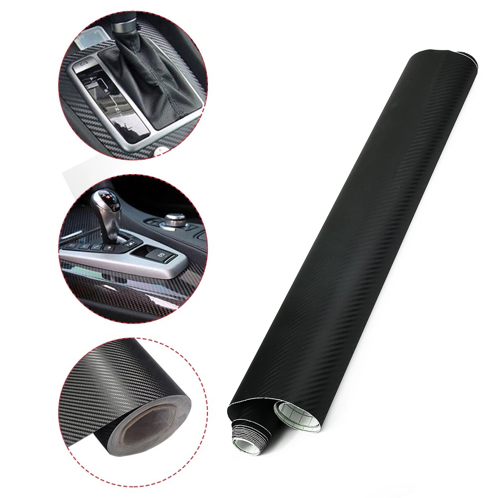 

Carbon Fiber Car Film Sticker Foil Matt Black 3D Wrap 50x200cm Vinyl New Newest Part Portable Replacement Replaces