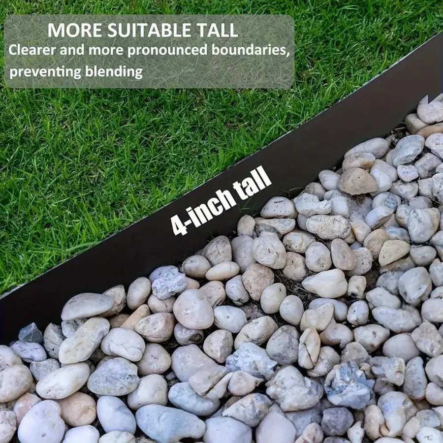 Garden Edging Kit Durable Plastic Landscape Barrier with Spikes for Grass and Stone Separation 2 Inch Tall Paving Edge 16.4Ft