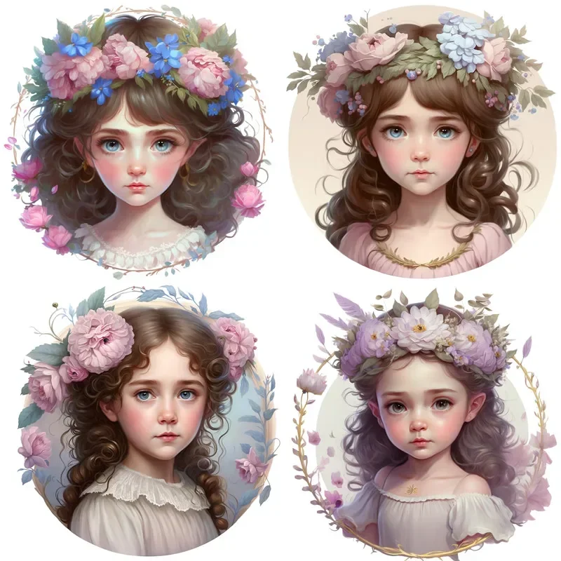 

12Pcs/Pack Flower Garland Girl Sticker DIY Craft Scrapbooking Album Junk Journal Decorative Stickers