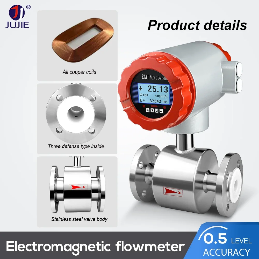 Wastewater Seawater Acid High accuracy Milk Magnetic Flowmeter Digital Water Electromagnetic Flow Meter