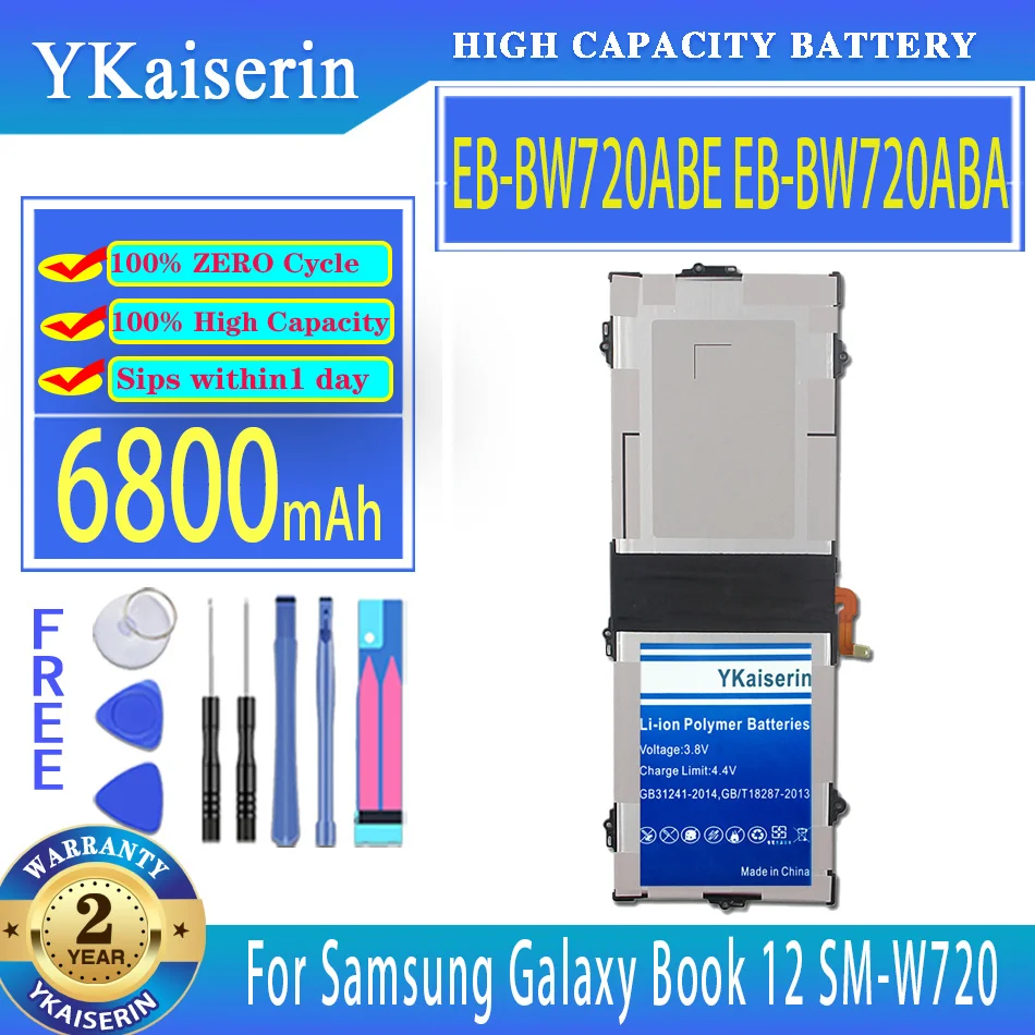 

YKaiserin 6800mAh Battery EB-BW720ABE EB-BW720ABA For Samsung Galaxy Book 12 SMW720 Chromebook Titan V2 XE520QAB XE521QA SMW727V